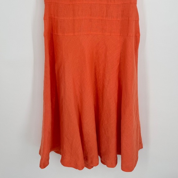 J. Peterman 1911 Linen Dress Size 16 Orange Fit Flare Midi Cottagecore Retro - Picture 5 of 11
